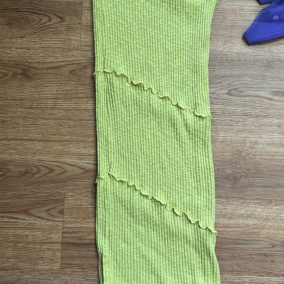 NWT forever 21 lime green neon maxi midi fitted stretchy skirt ribbed small - Picture 4 of 5